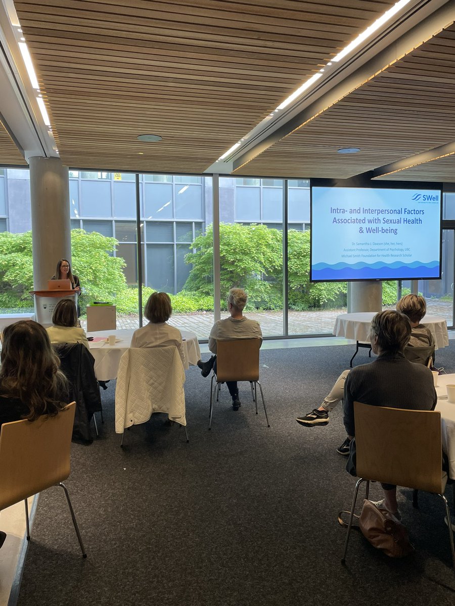 ubcshr's tweet photo. Next up is @dawson_sj talking about the other sex lab at UBC, @UBCSWell! Lots of very exciting work coming out of SWell and we’re looking forward to seeing some students presentations from them today! 🧑‍🎓

#SexualHealthNetworking https://t.co/oA8vYDLRBW