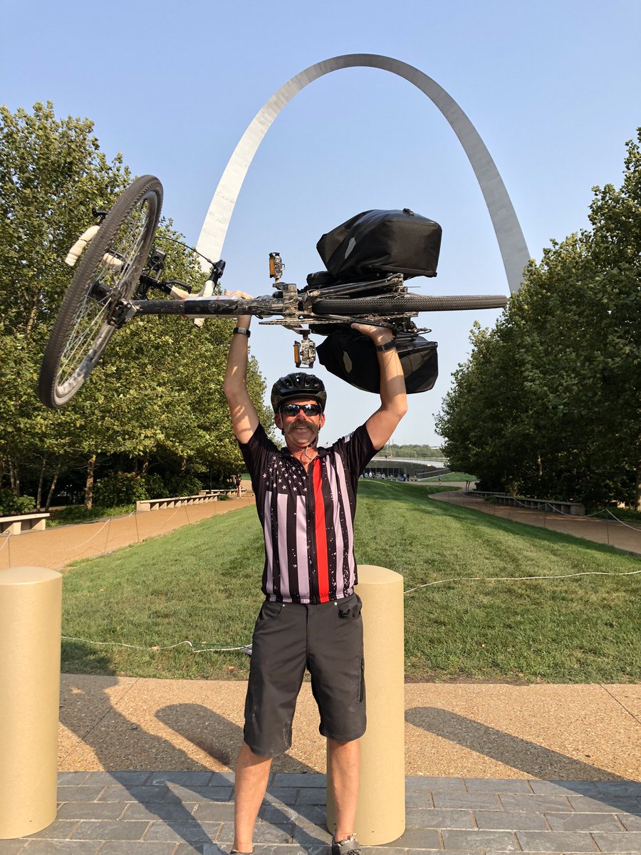 mapmedic's tweet photo. @kimbikeskc Just arrived in StL after riding from Westwood KS then across Missouri into Illinois and back into MO. 394 miles. Next time I’m picking a skinnier state to cross, like Idaho! https://t.co/7AiY9TiwhR