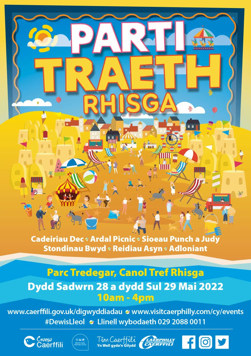 Mae’r tywydd yn edrych yn dda ac rydyn ni'n hynod gyffrous am Barti Traeth Rhisga – sy’n digwydd Y PENWYTHNOS HWN!

Ymunwch â ni ddydd Sadwrn 28 a dydd Sul 29 Mai am benwythnos o dywod, haul, bwyd a hwyl!

#PartiTraethRhisga #TraethRhisga  #CroesoCaerffili