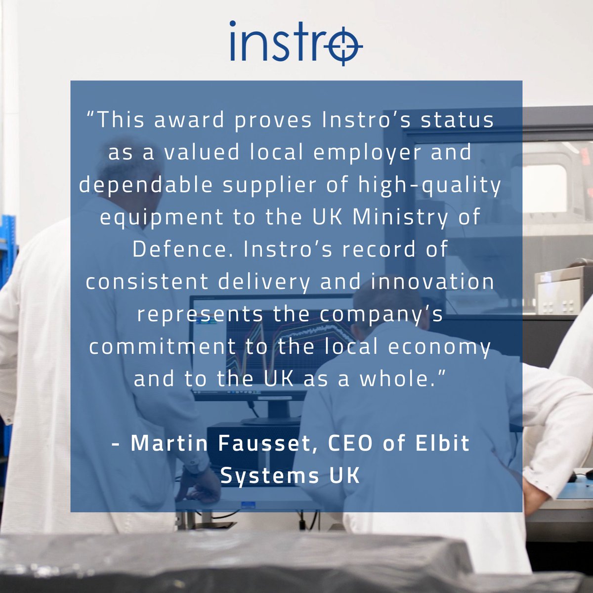InstroLimited's tweet photo. Instro are thrilled to have been selected as the winner of the Best Global Military Technology Solutions Manufacturer, at the Corporate Vision Security Awards 2022! 

#business #technology #engineering #manufacturing #military #aerospace #security #awardwinner 

@ElbitSystemsLtd https://t.co/xIeQ64zGEB
