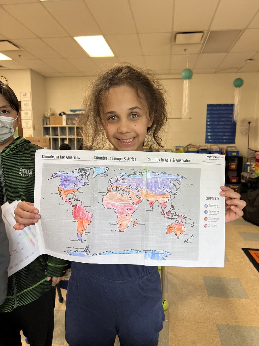 Ms_AniSmith's tweet image. Science is so much fun with @MysteryScience. We learned about different climates all around the world. We also made a world map and shaded in the different climates! #thirdgradescience #d100inspires #komenskylionpride @timdunnell