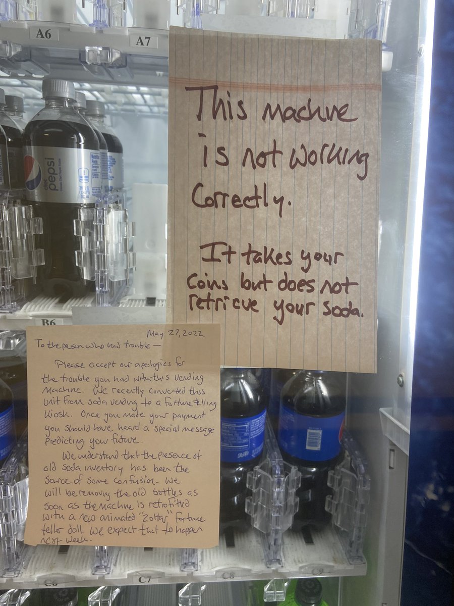 The basement vending machine adjacent to the State House is a work of short fiction today.