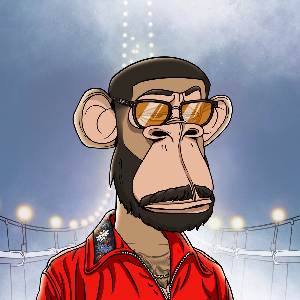 One of my fav photographers <a href="/DrifterShoots/">Drift</a> now has his own Ape. Love it! With the bridge lights in the background ❤️. Great job <a href="/BoredApeNotClub/">Bored Ape Not Club</a>