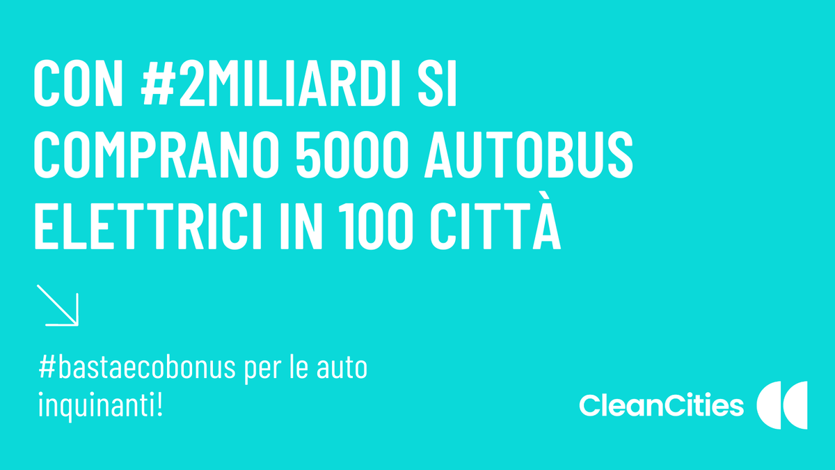 ClaudioMagliulo's tweet image. Il governo ha stanziato #2miliardi per incentivare l'acquisto di auto nuove. 💸
 
Sapete che altro si poteva fare con quei soldi? 5mila nuovi autobus elettrici, creando posti di lavoro in Italia e riducendo inquinamento ed emissioni CO2. 🚌
 
#bastaecobonus alle auto inquinanti!