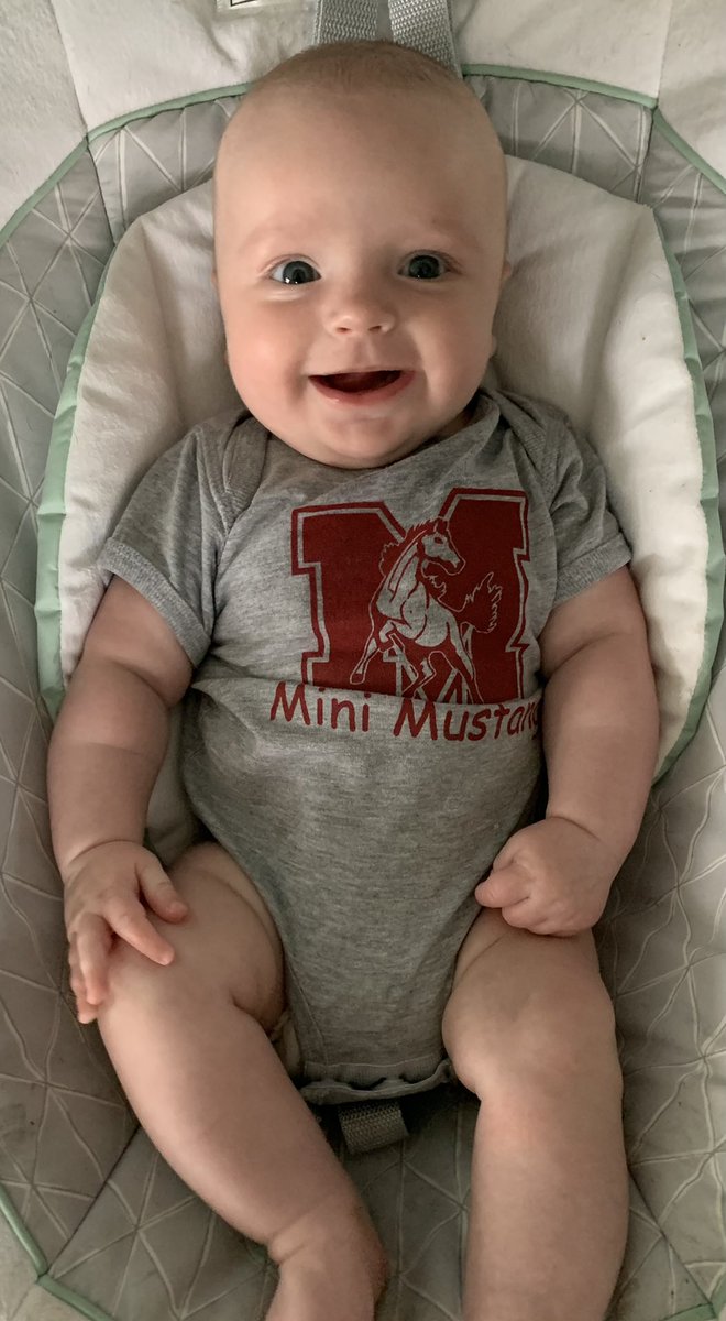 Hunter got to be a mini mustang for the day!! #mortonpride #3months