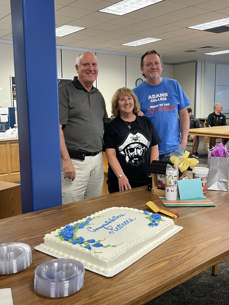 Celebrating 92 collective years serving the youth of our community. Thank you Mr. Hipskind (43 yrs.), Mrs. Amrhein (18 yrs.), and Mr. Holland (31 yrs.). We will miss you and wish you a very joyful retirement!    Once a Pirate Always a Pirate! 🏁