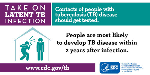 It’s important to get tested for #LTBI since those affected don’t usually know that they have symptoms right away. #TEAstorm22 #APAHM

Learn more at cdc.gov/tb/
img cc: <a href="/CDC_TB/">CDC TB</a>