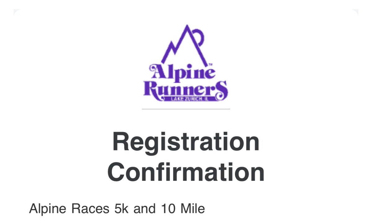 First race registration of the summer with my favorite distance group! Ready to drop the mileage a bit this year and pick up the speed. 10 miles of fun with <a href="/alpine_runners/">Alpine Runners</a> coming in August! #vroomvroom #needforspeed #racingseason