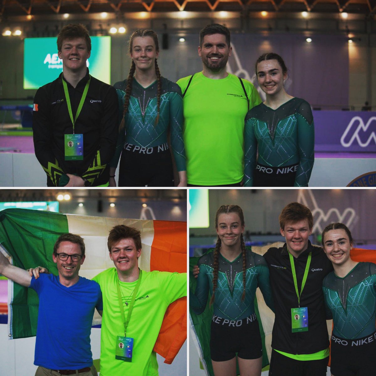 GymnasticsIre's tweet photo. Ewan McGillcuddy has won Silver🥈in the 17-21 men’s, Laoise Cox &amp; Abbie Thompson have won Bronze🥉in the 13-16 girls synchronised event @ #AereTrampolineCup in Italy 🎉 Rowan Deakin finished 39th with two solid routines in his Sr debut &amp; Ryan Devine finished 41st! #TeamIreland 🇮🇪 https://t.co/frgl8ild0P