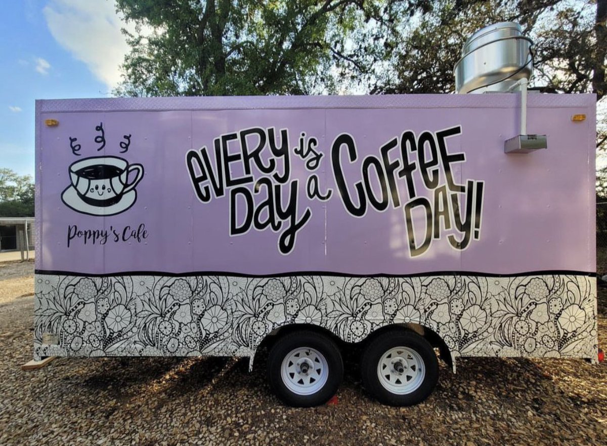 BroncoCulinary's tweet photo. Check out Poppy's Cafe, a beautiful little coffee truck in the Bandera &amp; 1604 HEB lot! Run by former Broncos Sidney, Sierra, &amp; mom Lara - try Poppy's Latte (oat milk &amp; lavender, I've had 2 today). They'll be there Thurs. - Sun. 7am-2pm. Go local! @NISD @BrandeisCTE @NISDBrandeis https://t.co/wtUi4Z7PB1