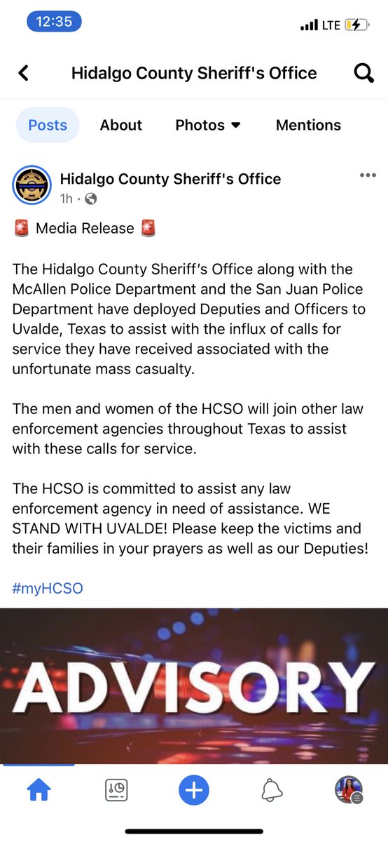 SydneyHdzTV's tweet photo. #RGV Hidalgo County Sheriff Deputies and San Juan Police are on their way to Uvalde to assist with the calls of service there. #KVEO @kveotv23 https://t.co/JlKRLaHSIz