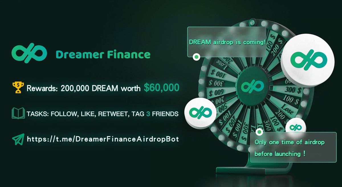 OverAirDrop's tweet photo. 🪂 New #AirDrop #DreamerFinance
🤑 Total Rewards：200,000 $DREAM worth $60,000
🚀 Distribution: within a week after ends

🪂 Airdrop Link: https://t.co/oLnrDw6IBE

✅ Complete All Task
✅ Submit Details
✅ Enter BSC Address
✅ DONE https://t.co/zGeok7tRql
