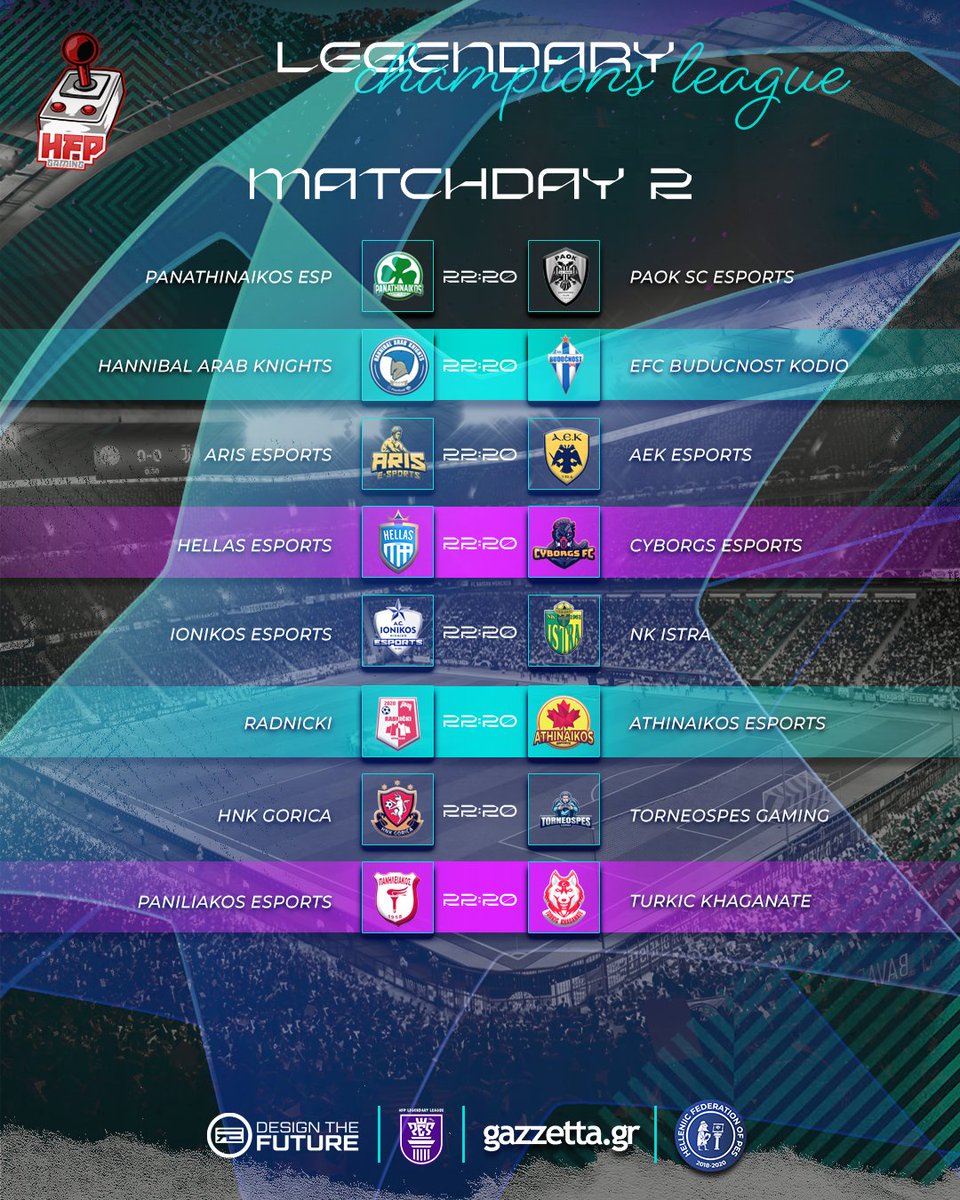🏆 HFP Champions League®️ 
📅 Friday 27 May 
🕙 22:40 GR - 21:40 CET
📍 Group Stage
🌐  hfplegendaryleague.com
ℹ️  bit.ly/3LYCJtg

HFP - Editing Team | gazzetta.gr | INTESO