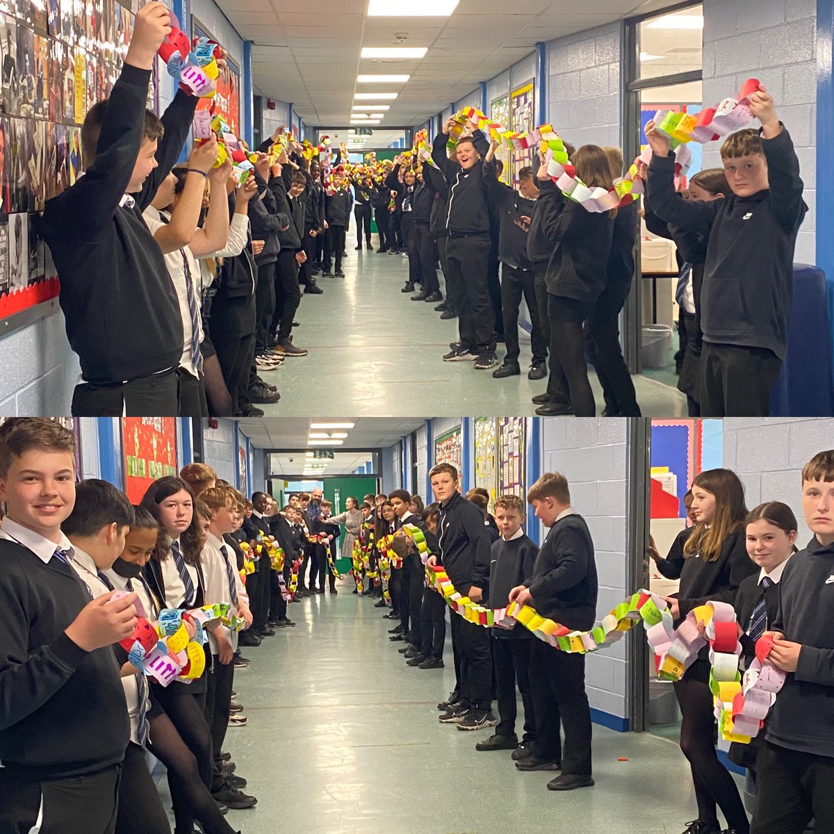 Fantastic end to Marist week where our English classes joined together to create a ‘Corridor of Kindness’.  All S1-3 students pledged an act of kindness which were transformed into an enormous paper chain. <a href="/StJohnsEng/">StJohns RC HS English</a> <a href="/StJohnsOfficial/">St John's RC High School</a> <a href="/Quinn1Laura/">Laura Quinn 🍀</a> <a href="/_MissHill_/">Miss Hill</a> <a href="/LauraCh732/">Laura Christie</a>