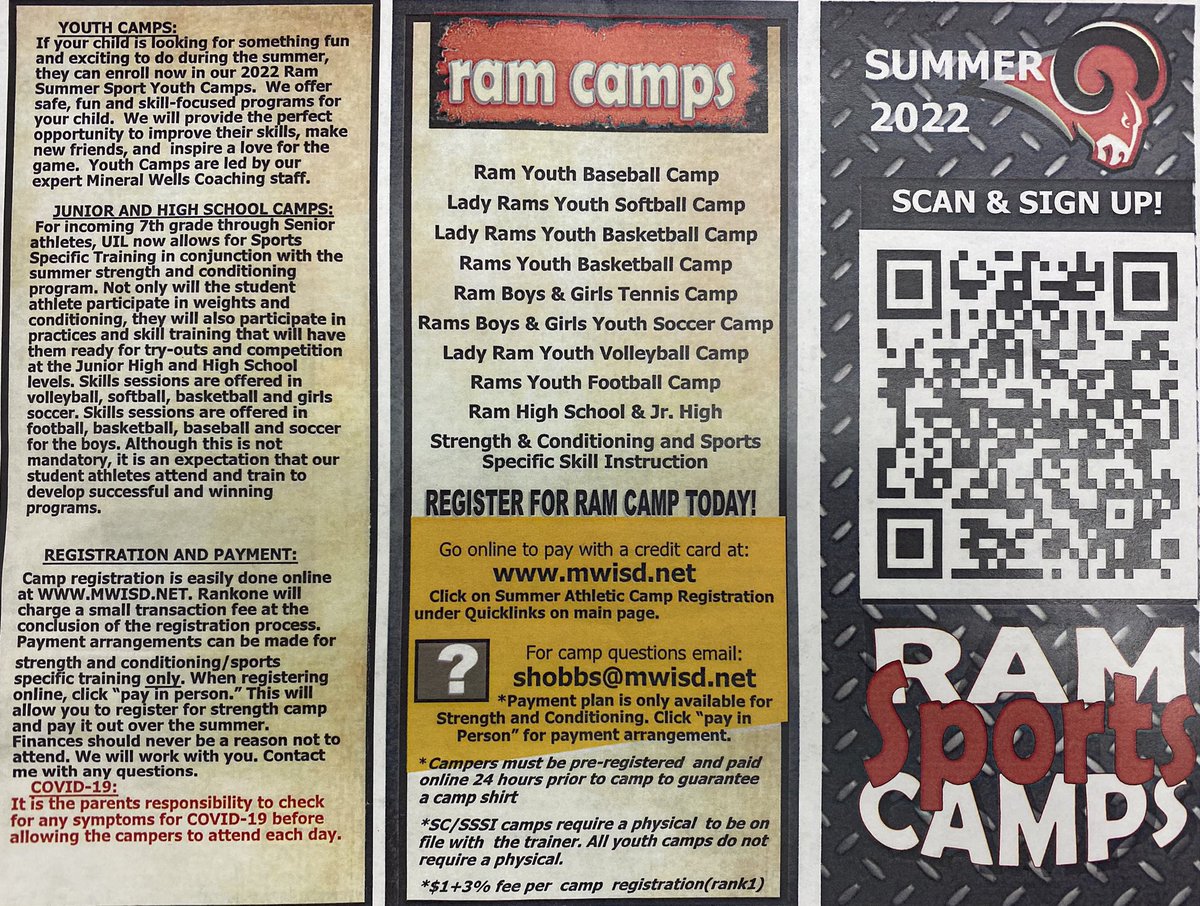 DiamondRams19's tweet photo. Don’t forget about Ram Baseball Camp June 1st and 2nd. Click the link and sign up! https://t.co/xOkrUlc61I