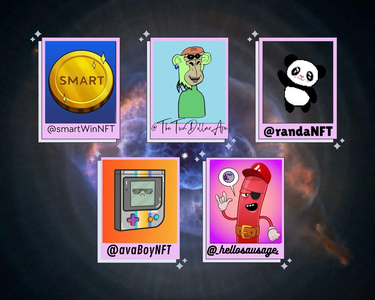TheTwoDollarApe's tweet photo. 🔺HUGE COLLAB🔺

We are giveaway 10 WL spots of each proyect 🔥

👇🏻To enter:
1️⃣ Follow @TheTwoDollarApe @randaNFT @SmartWinNFT @AvaBoyNFT @_hellosausage_ 
2️⃣ RT &amp; Tag some friends!

📢 Winners in 48h! https://t.co/nDO9bLIn9f