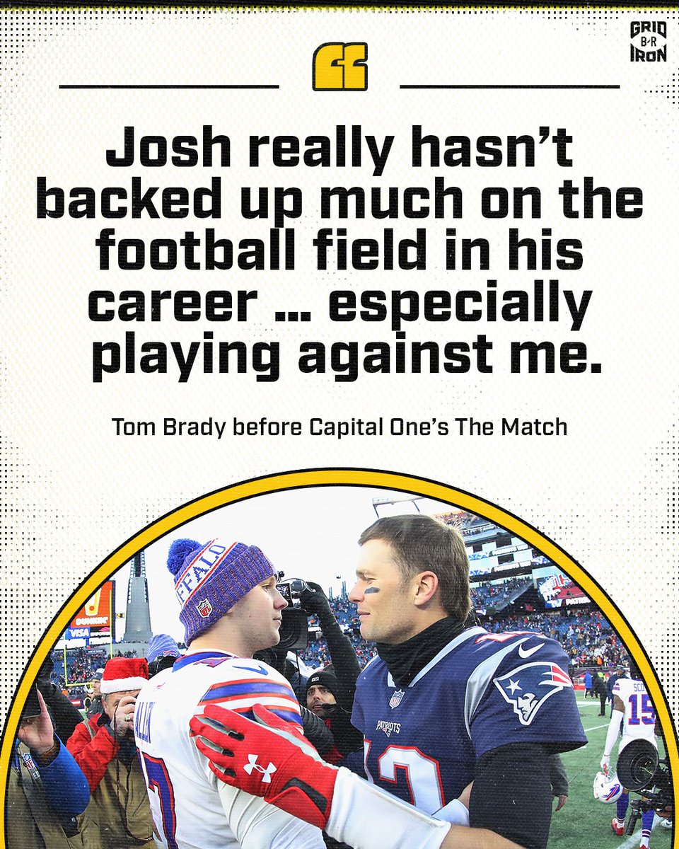 BleacherReport's tweet photo. Rodgers and Brady are ROASTING Mahomes and Allen 🤣

More trash talk coming June 1 on TNT #CapitalOnesTheMatch https://t.co/GwBvG6heYE