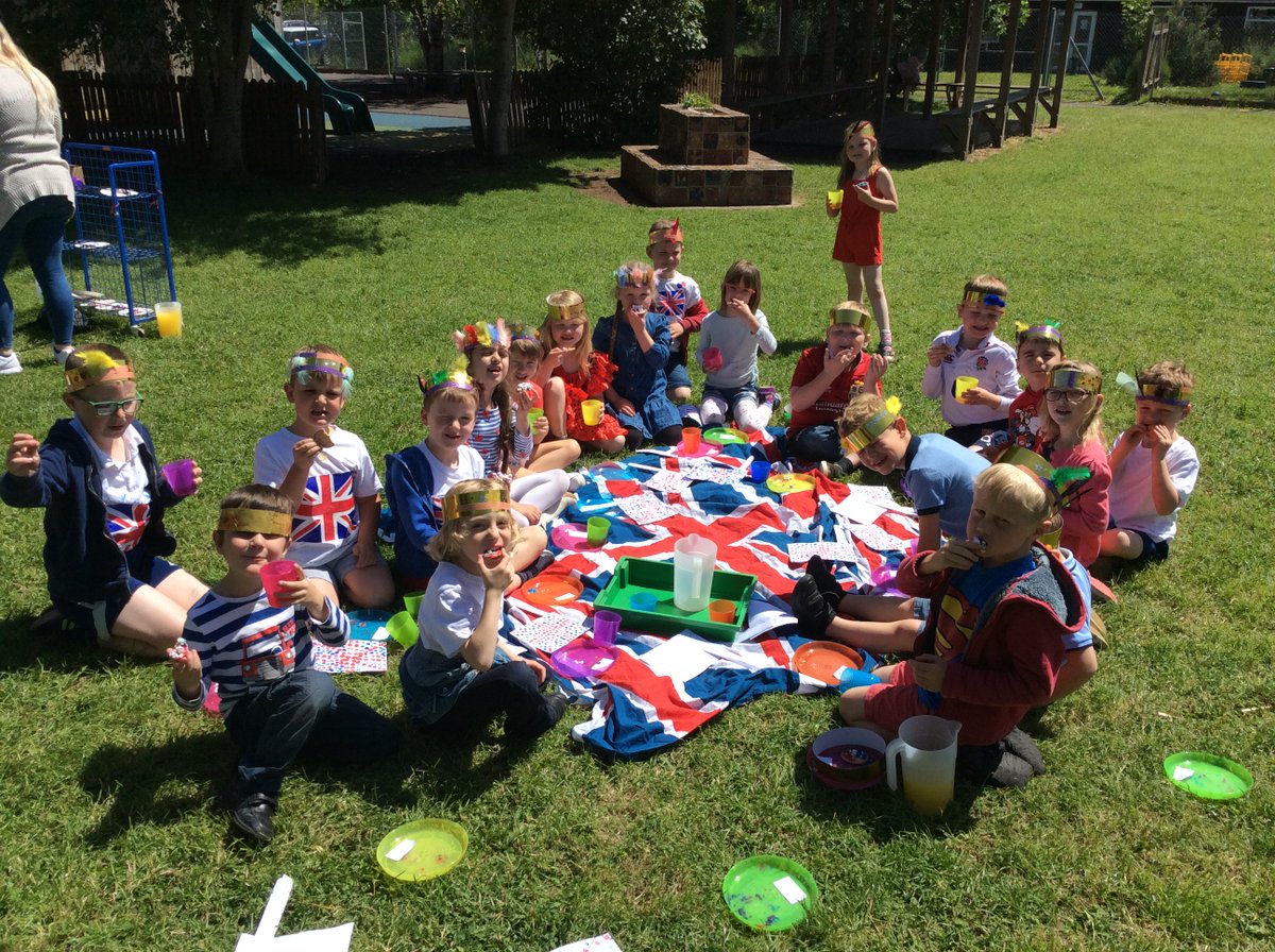 We had such a lovely time outside enjoying the sunshine, parading around the field and waving our flags. #QueensJubilee