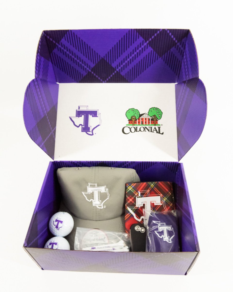 hfcustom's tweet image. These custom designed Tarleton boxes were filled with Tarleton branded golf swag that were given out to their guests that were invited to join them at the Charles Schwab Challenge at Colonial this weekend.