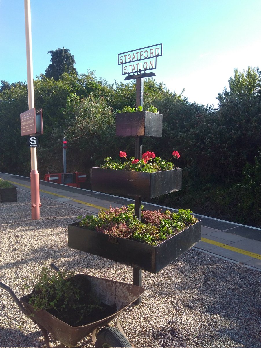 The Stratford-upon-Avon station cascade planter finally has the top tier planted up. <a href="/FradgleyJenny/">jenny fradgley</a> left me in charge of that bit and amazingly it seemed to go without incident. 👍😁😁