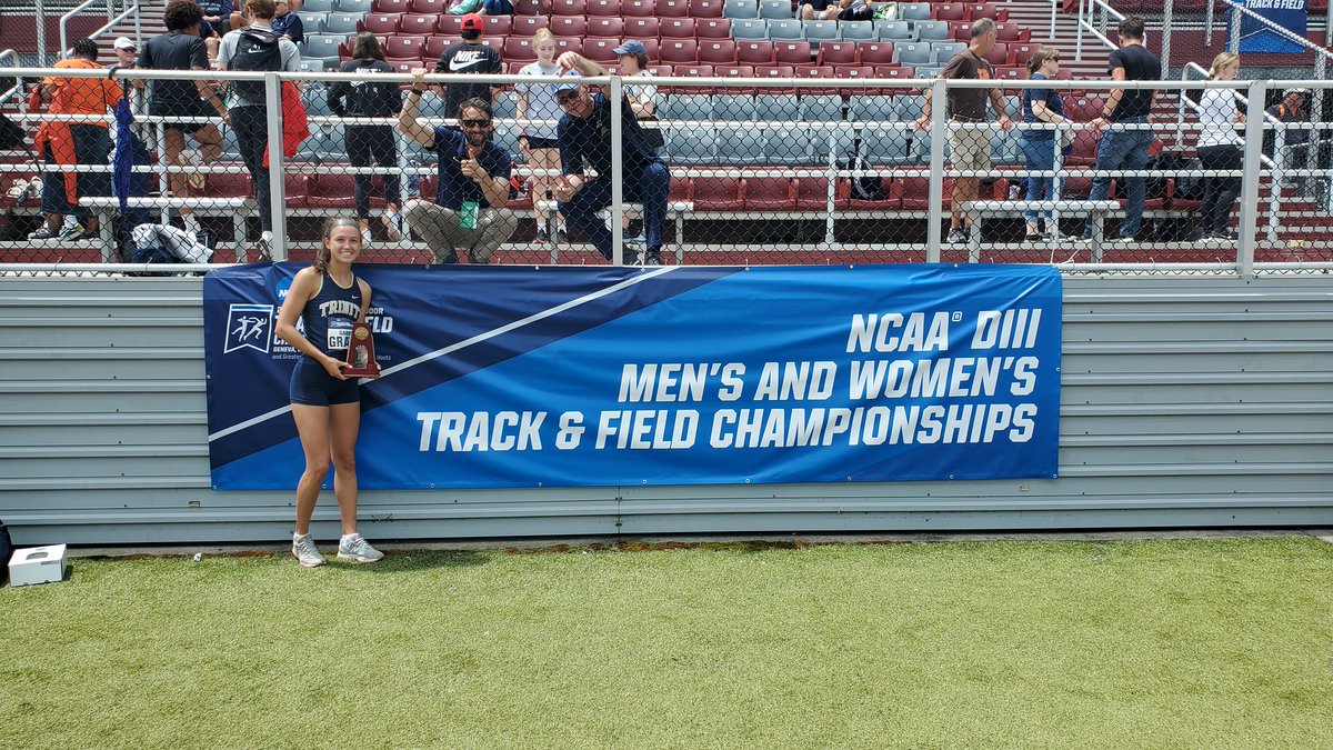 Sophomore Gabby Grattan is #D3TF NCAA All American in the women's high jump (and her coaches are proud of her)! The future is bright 🐓💙💛