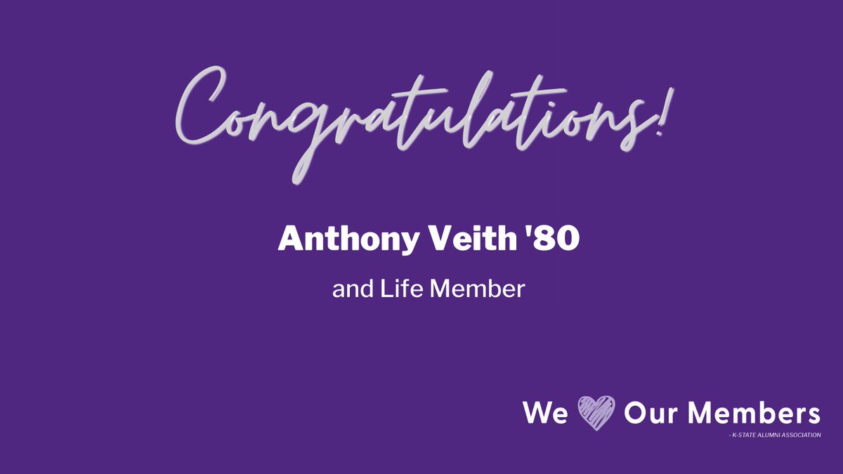 KStateAlumni's tweet photo. We want to give a huge shout out to all the K-State Alumni Association members that entered our Member Appreciation Month giveaways.
Our final winner is Anthony Veith '80 grad and Life Member. Congratulations Anthony!
#kstatealumni #kstate #wildcats #membershipappreciation https://t.co/mUzq5vZurK