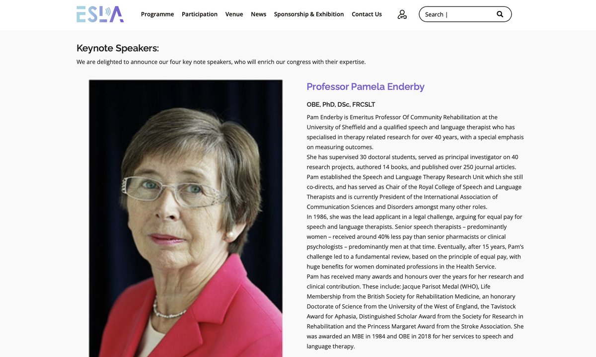 .<a href="/IALP_Global/">IALP</a> President and
Prof emerita Pam Enderby addressed in her 
opening keynote #ESLA2022
that embedding outcome measurement into our services can assist us to continue to learn by examining positive deviation given that change is constant <a href="/UK_ESLA/">RCSLT ESLA Action Group</a>