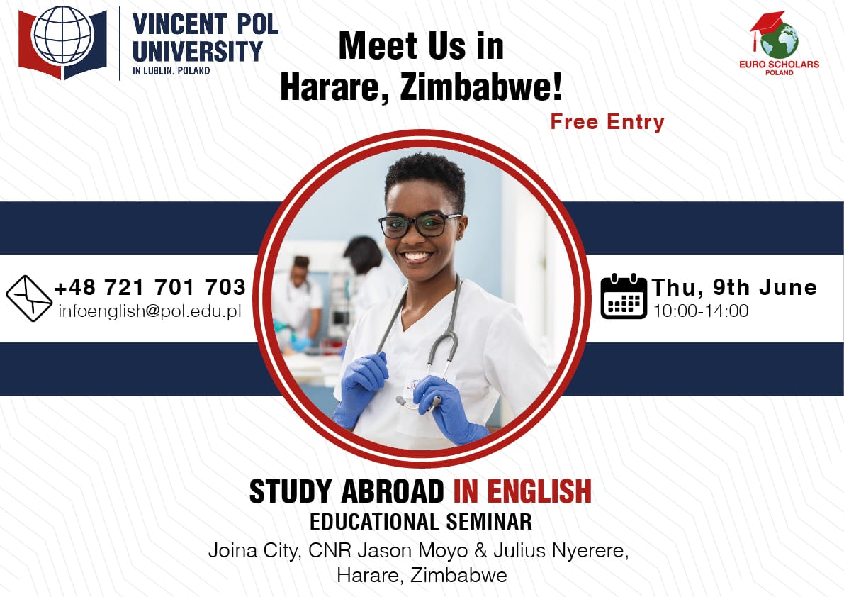 VPULublin's tweet photo. Meet Us in Harare Zimbabwe 🇿🇼
Study abroad at affordable fees!
FREE ENTRY SEMINAR!
#vincentpoluniversity #harare #zimbabwe #zimbabwestudents #euroscholars #studyinpoland #studyinlublin #studyabroad #nursing #midwifery #physiotherapy #bestuniversityever https://t.co/TR6vfDl9D0