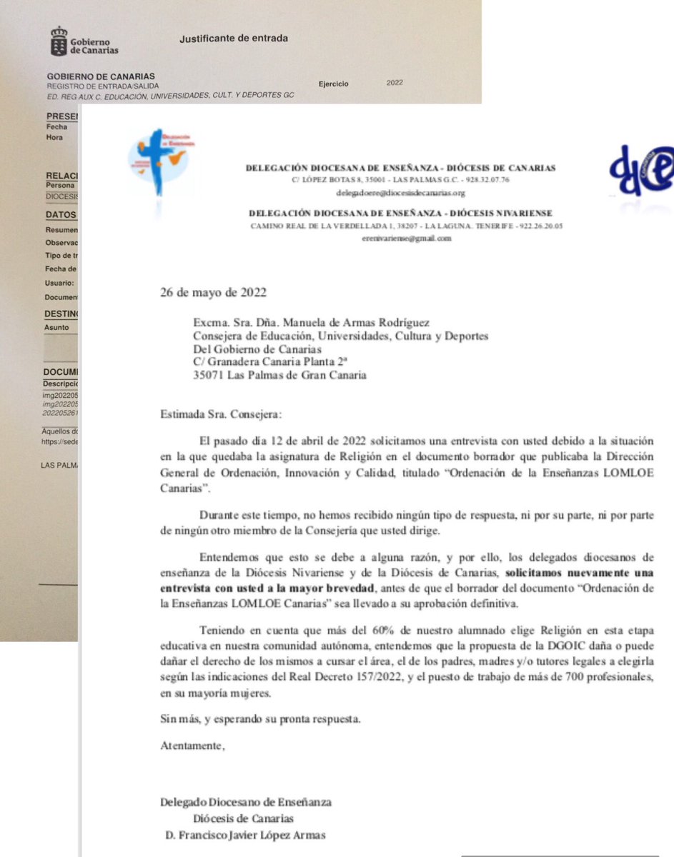 Desde las delegaciones de Enseñanza de las diócesis canarias, seguimos pidiendo diálogo #EreCanarias #ReliEsMas #ReligionEnLaEscuelaSi #Dialogo