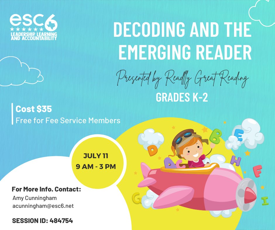 During this training, participants will learn strategies to ensure emerging readers establish firm foundations in the subskills that lead to strong decoding and fluent reading. This training is presented by Really Great Reading. Click bit.ly/3wQRPLP to register.
