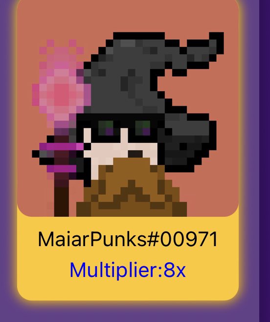 ElrondAxi's tweet photo. For sale. 25 EGLD o.n.o 

Rare punk with a 8x multiplier. @Maiarpunks @grandmaiar #NFTs #maiarpunk #punks https://t.co/EyAbFfE6CP