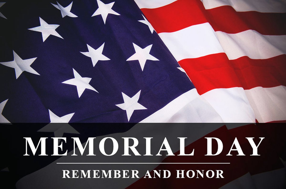 In observance of #MemorialDay, our office will be closed on Monday, May 30 in honor and memory of those who died while serving our country. We will reopen on Tuesday, May 31. Have a safe and Happy #MemorialDayWeekend