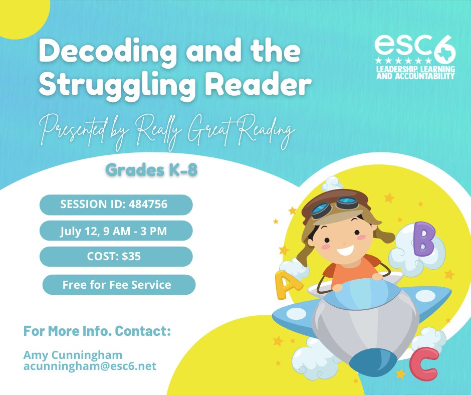 Join us for this hands-on, activity-based workshop where participants learn strategies that struggling readers can immediately apply to practice what good readers do naturally. This training is presented by Really Great Reading. Click bit.ly/3GoGE1s to register.