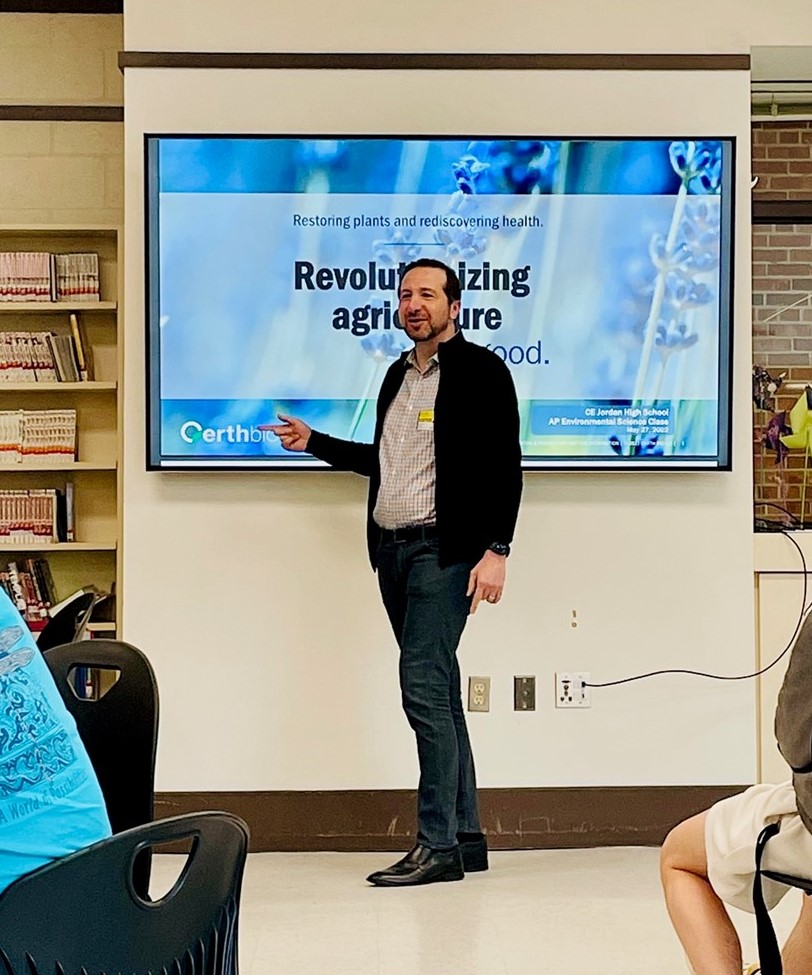 OerthBio's tweet photo. @DFourches returned to his teaching roots for an afternoon inspiring local students to pursue #sciencecareers. Thanks to @JHSFalcons for the warm welcome! We were impressed with the engagement of the students and the caliber of questions. Bright futures ahead!  #ourfuture #agtech https://t.co/snZIUwbaZZ