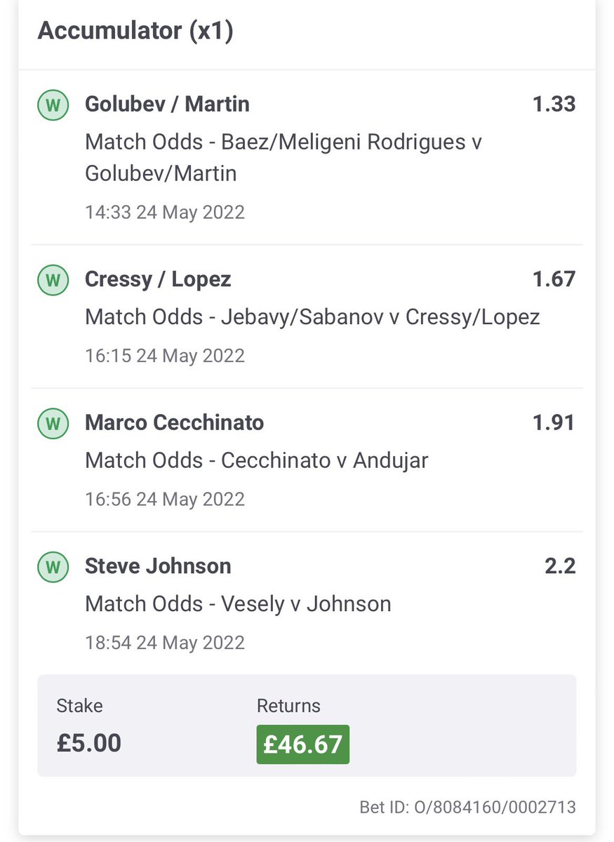 Masked_Tipsters's tweet photo. Just some of the wins we’ve had over the last 3 days. It really has been a great tournament so far with plenty more to come. 

Remember we are a completely free service helping you guys beat the bookies so any follows would be much appreciated. 

#rolandgarros #gamblingtwitter https://t.co/6CxPpE4Rnq