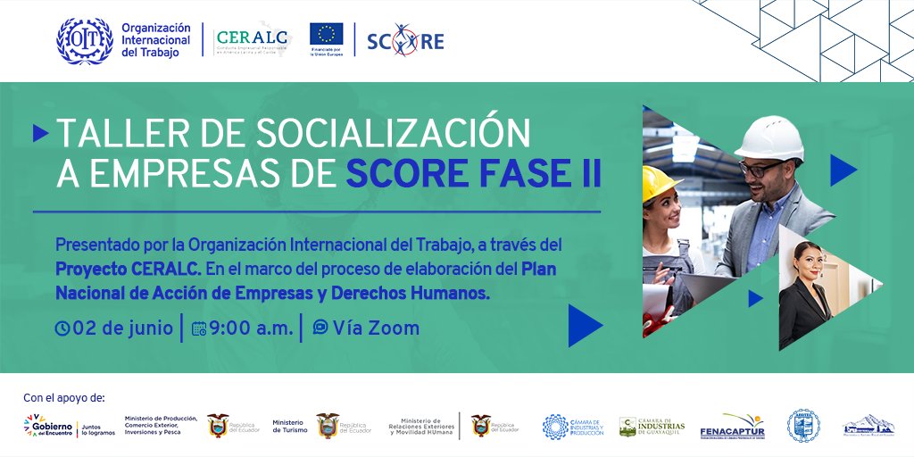 INVITACIÓN A PEQUEÑAS Y MEDIANAS EMPRESAS DEL SECTOR PRODUCTIVO Y TURÍSTICO DE ECUADOR
"Taller de Socialización de SCORE Fase II"

¡No te quedes fuera!

🗓 02 de junio de 2022
⏰ 09:00 am, duración 1 hora 
💻 Zoom

Link de zoom para inscripción al taller bit.ly/3wBUOYs