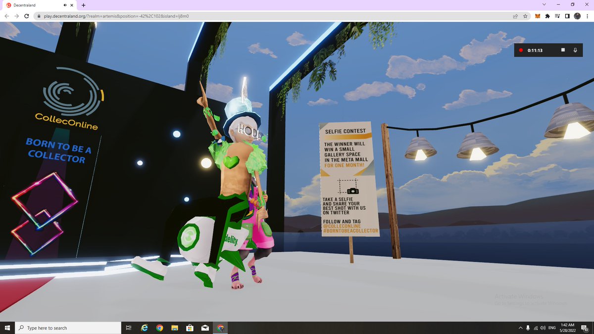 Come and join selfie contest to win virtual space in Decentraland!

@colleconline 
#BORNTOBEACOLLECTOR