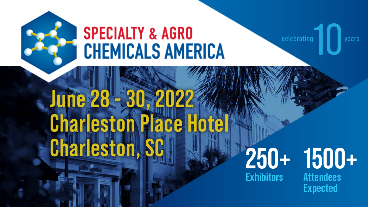 Register now for the Specialty &amp; Agro Chemicals America Show in Charleston. The early registration rate of $440 is available thru June 3 ($465 after and onsite). @ChemicalsAer #ChemicalsAmerica #Charleston &gt;&gt;lnkd.in/eTk3i7WP