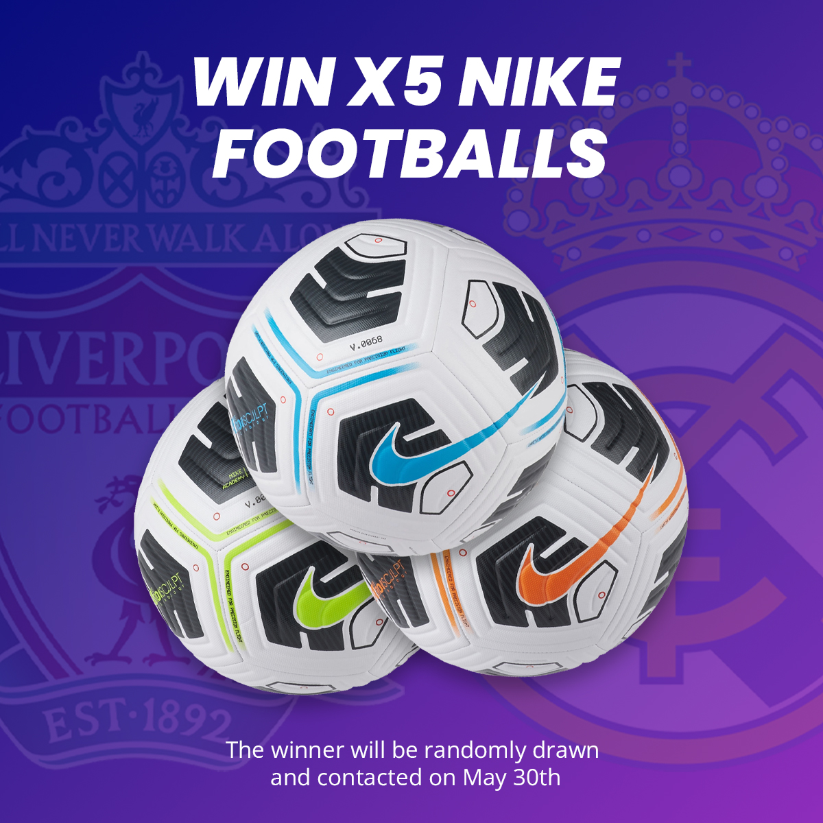 #GIVEAWAY TIME! 🎉 Fancy winning x5 new Nike footballs? All you have to do is...

1. Follow us 👉 <a href="/3QSports/">3Q Sports</a>
2. Retweet this post 🔁
3. Guess the first goalscorer in the Champions League Final ⚽

All entries must be in before kickoff on May 28th, 8pm.