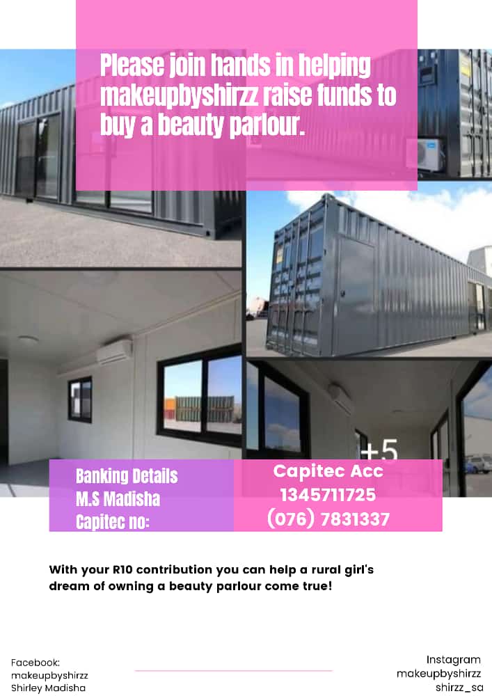 bianca_moganedi's tweet image. Hello fellow brothers and sisters i humbly ask you to please donate towards MakeUpbyShirzz getting a mobile salon for its business,any amount is acceptable from as littleas R10.Sharing this post will also be appreciated.thanks in advance🙏
#WhySoManySangomas #HMWinterEssentials