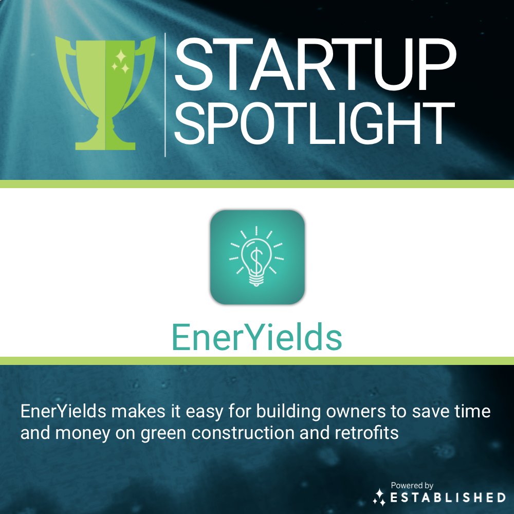 StartupofYear's tweet photo. Checkout Today's #Startup Spotlight, EnerYields (Jersey City, NJ; 2021 Startup of the Year Top 100). 

@eneryields makes it easy for building owners to save time and money on green construction and retrofits

#energytech #femalefounders #startups #entrepreneur #AI @establishedus https://t.co/GLz2GT5tDS