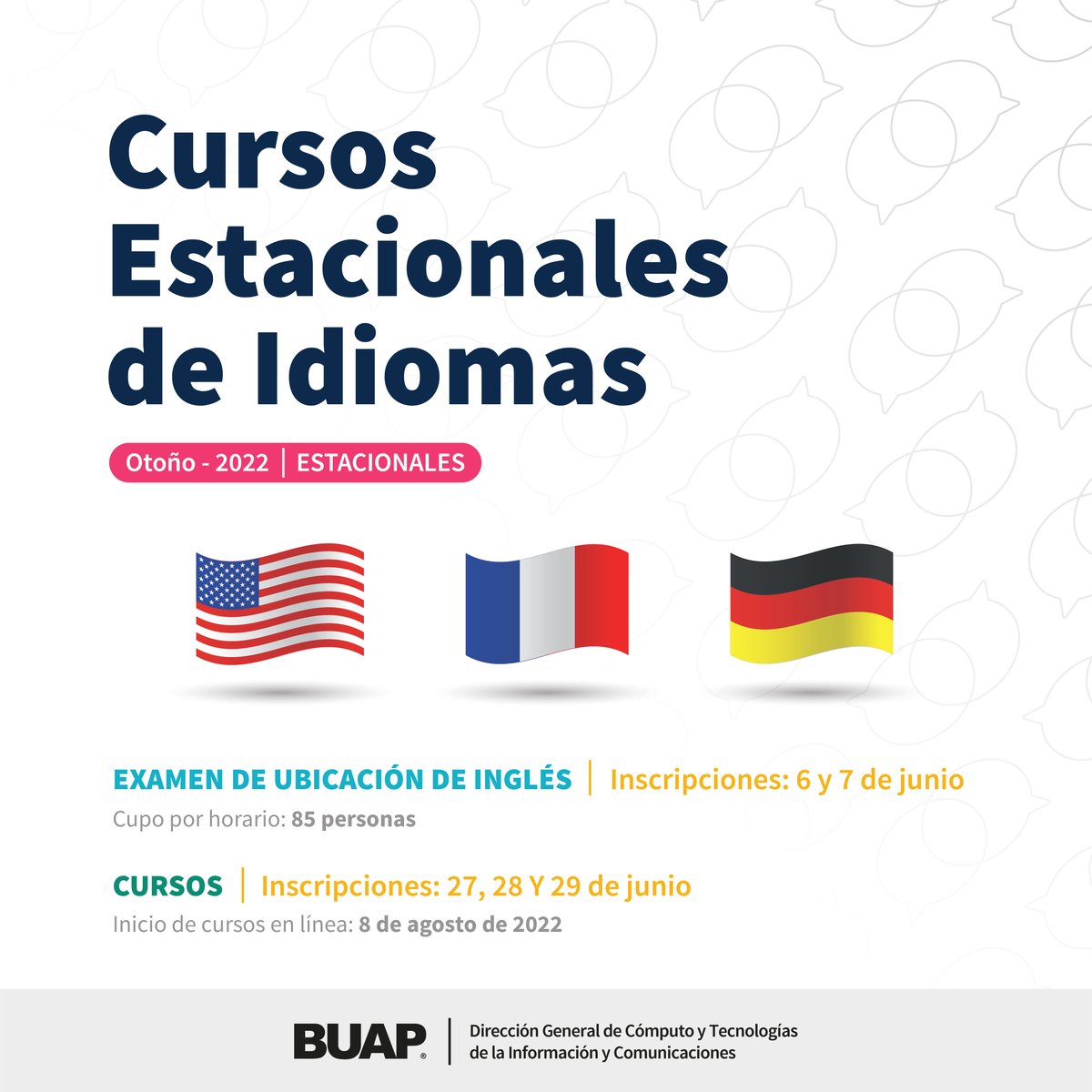 BUAPaDistancia's tweet photo. Cursos Estacionales Otoño 2022 
https://t.co/YAuqpYyF0n https://t.co/LkPptHJ63H
