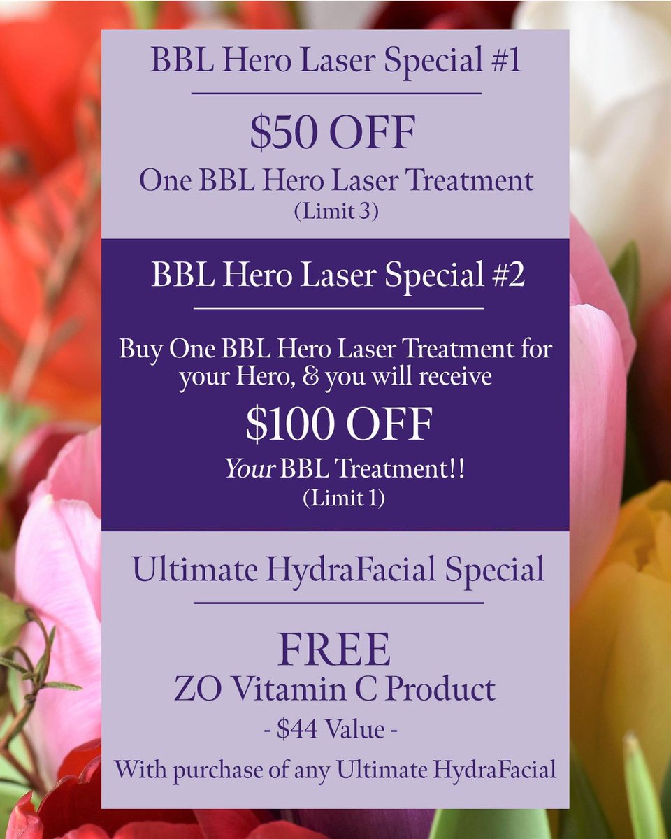 JoelBeckMD's tweet photo. Time is running out on our monthly specials! ⏰ Swipe through ➡️  and give us a call today to book your appointment before it’s too late! https://t.co/avvPXiTEVo
