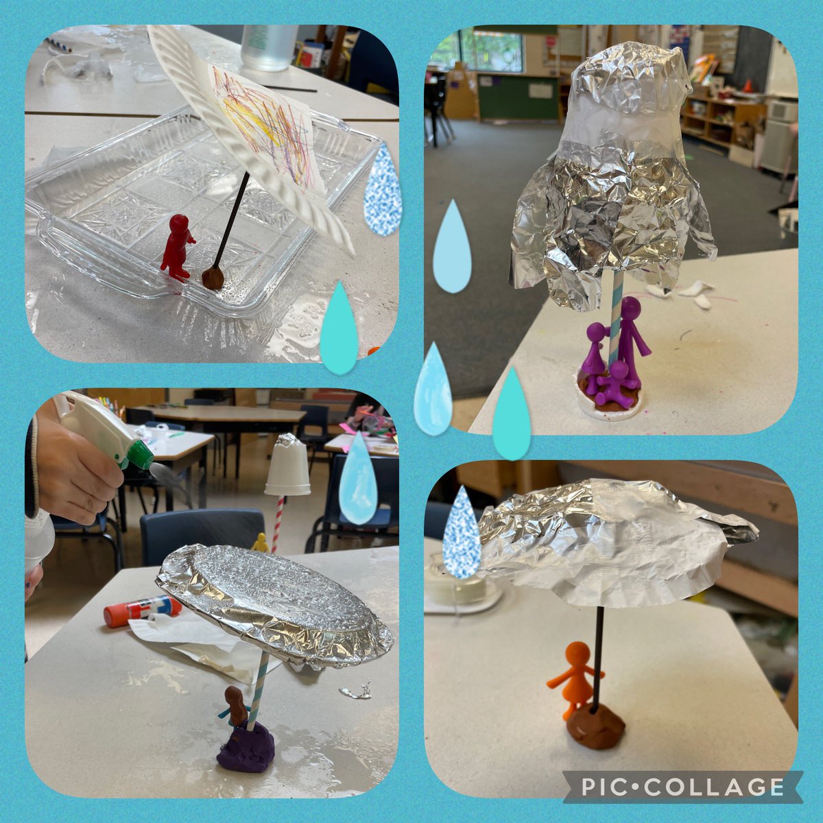 C’est le vendredi STIM et nos petits ingénieurs démontrent leur créativité! 🎉 “Can you design an umbrella to keep your little person dry?”☔️ They tested out their designs with a gentle spray “rain” &amp; checked if their people were wet! Lots of problem-solving on this rainy day!🌧