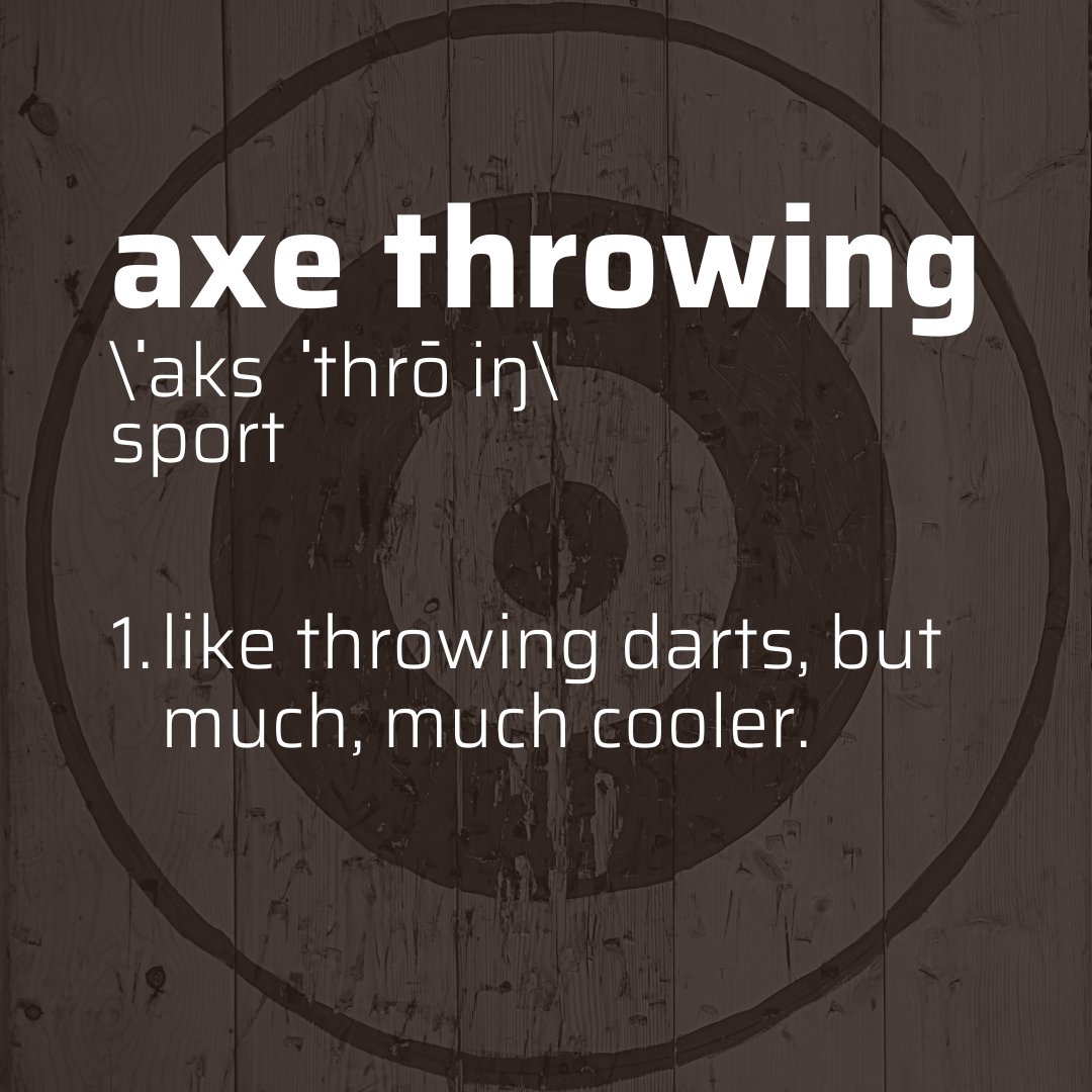 FlyingTimberAx's tweet photo. Ditch the darts and go for an activity that's more fun, cooler, and more hardcore. #axethrowing #darts #fun #cool #hardcore #flyingtimber https://t.co/LerA2zxdl0