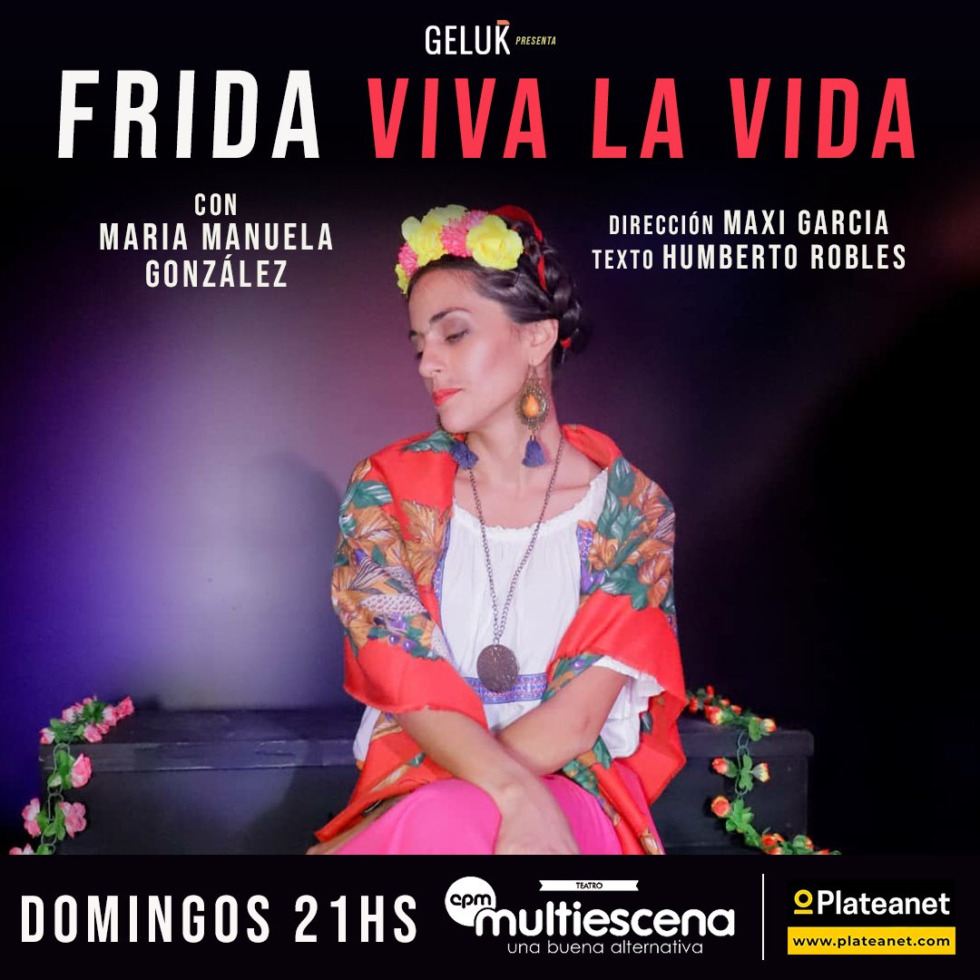 difusion_mg's tweet photo. FRIDA, VIVA LA VIDA
Domingo, 21:00 Hs
Multiescenam, Avda Corrientes 1764, C.A.B.A.

https://t.co/V3YA7mpRza...

#multiescena #fridavivalavida https://t.co/Int70qm7sq