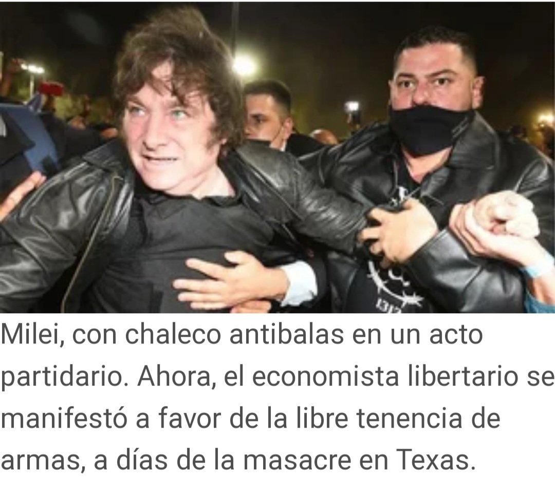 JMonicaVivass's tweet image. Milei a favor de la libre portación de armas, pero el usa chaleco antibalas. ¿¿?? Quien puede votar esto?!?!