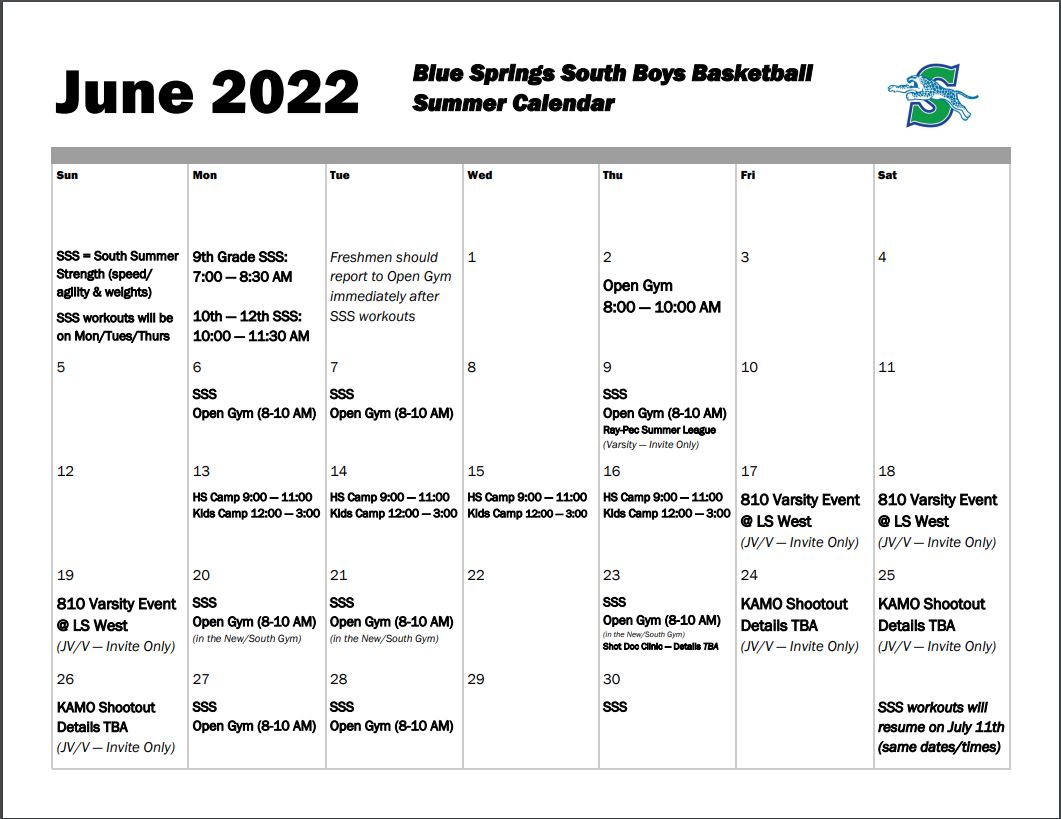 Summer basketball calendar and info on camp, open gyms/workouts, etc. for incoming freshmen -- seniors can be found right here.  Contact joshsmith@bssd.net if you have any questions.