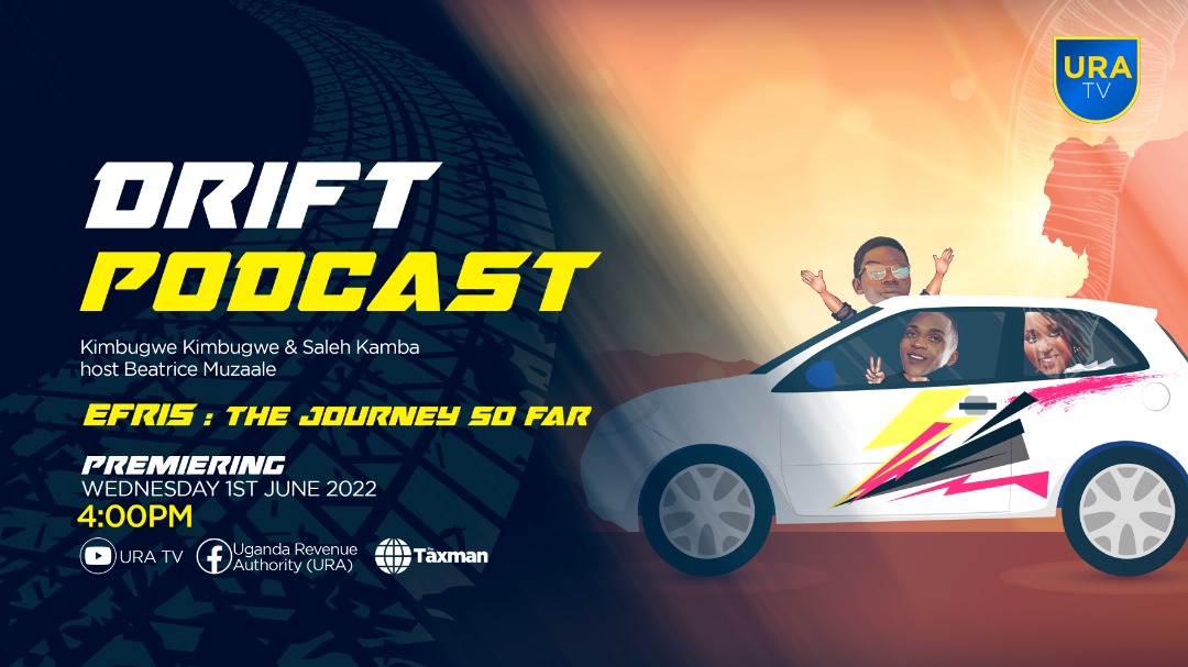 URAuganda's tweet photo. Premier alert!

The #URADriftPodcast is premiering next week on Wednesday at exactly 4pm.

DRIFT =  Domestic Revenue Initiatives For Transformation. 

Laidback, easy on the viewer and listener yet very informative.

Now is a good time to subrscribe to URA TV on Youtube.

Walai! https://t.co/ZPX60BQK5S
