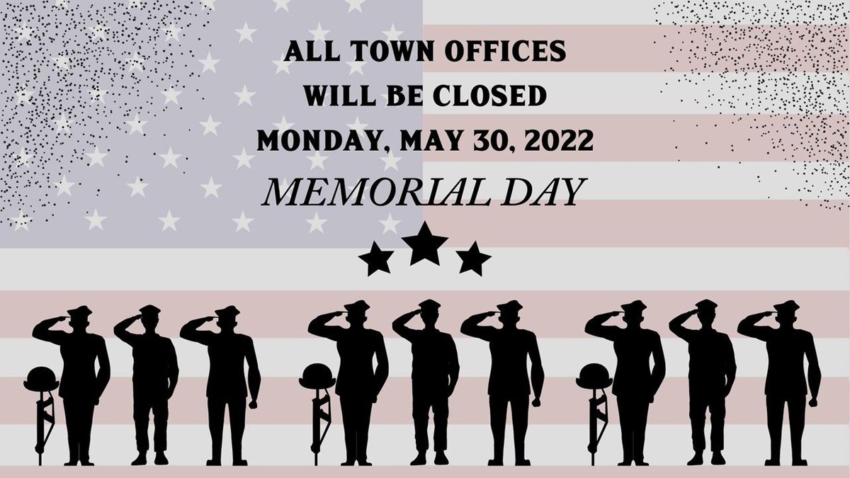.<a href="/SummervilleSC/">Town of Summerville</a> offices will be closed on Monday in observance of #MemorialDay. We will reopen at 8:30 Tuesday.

We memorialize and extend our gratitude for the sacrifice of the members of our Armed Forces who have died in the line of duty.

Have a happy and safe holiday weekend!